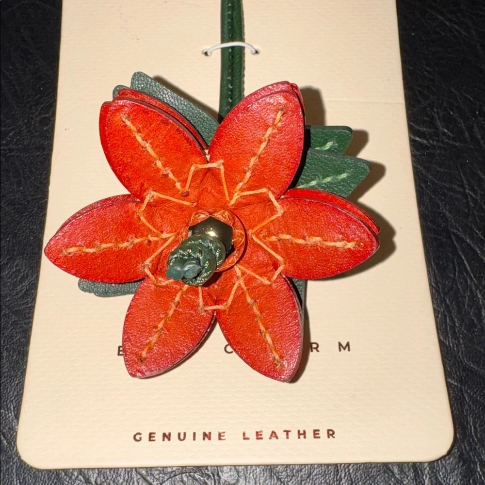 Camila Coelho Red Leather Flower Pendant with Green Cord - Picture 2 of 6